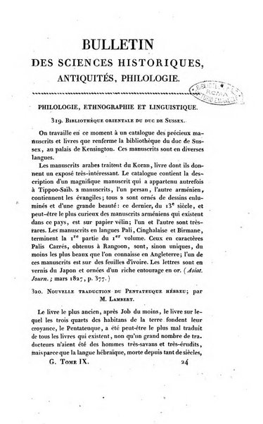 Bulletin des sciences historiques, antiquites, philologie septieme section du Bulletin universel des sciences et de l'industrie