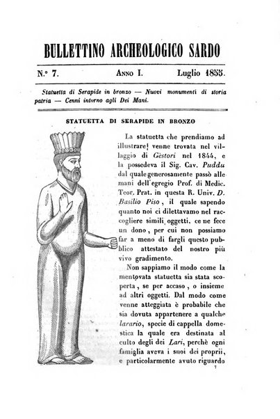 Bullettino archeologico sardo, ossia raccolta dei monumenti antichi in ogni genere di tutta l'isola di Sardegna