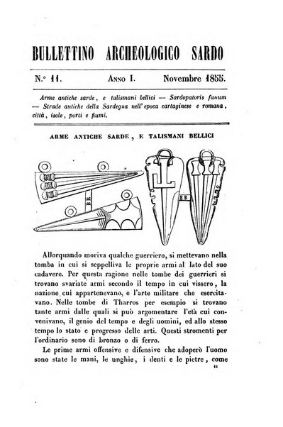 Bullettino archeologico sardo, ossia raccolta dei monumenti antichi in ogni genere di tutta l'isola di Sardegna