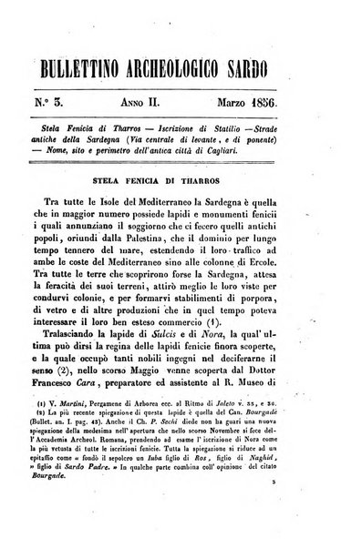 Bullettino archeologico sardo, ossia raccolta dei monumenti antichi in ogni genere di tutta l'isola di Sardegna