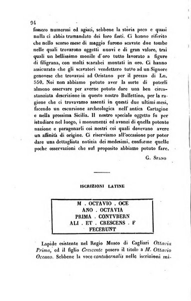 Bullettino archeologico sardo, ossia raccolta dei monumenti antichi in ogni genere di tutta l'isola di Sardegna