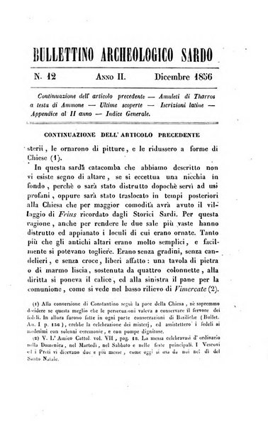 Bullettino archeologico sardo, ossia raccolta dei monumenti antichi in ogni genere di tutta l'isola di Sardegna