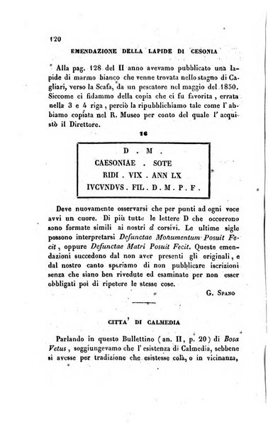 Bullettino archeologico sardo, ossia raccolta dei monumenti antichi in ogni genere di tutta l'isola di Sardegna