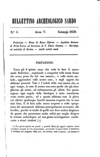 Bullettino archeologico sardo, ossia raccolta dei monumenti antichi in ogni genere di tutta l'isola di Sardegna