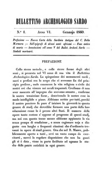 Bullettino archeologico sardo, ossia raccolta dei monumenti antichi in ogni genere di tutta l'isola di Sardegna