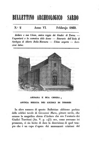 Bullettino archeologico sardo, ossia raccolta dei monumenti antichi in ogni genere di tutta l'isola di Sardegna