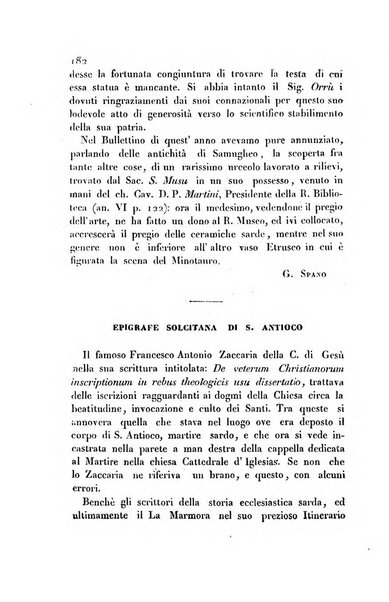 Bullettino archeologico sardo, ossia raccolta dei monumenti antichi in ogni genere di tutta l'isola di Sardegna