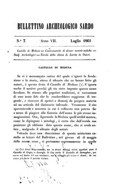 Bullettino archeologico sardo, ossia raccolta dei monumenti antichi in ogni genere di tutta l'isola di Sardegna