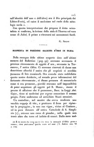 Bullettino archeologico sardo, ossia raccolta dei monumenti antichi in ogni genere di tutta l'isola di Sardegna