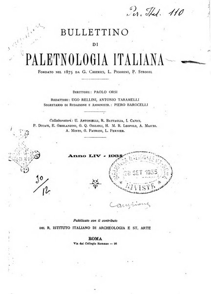 Bullettino di paletnologia italiana