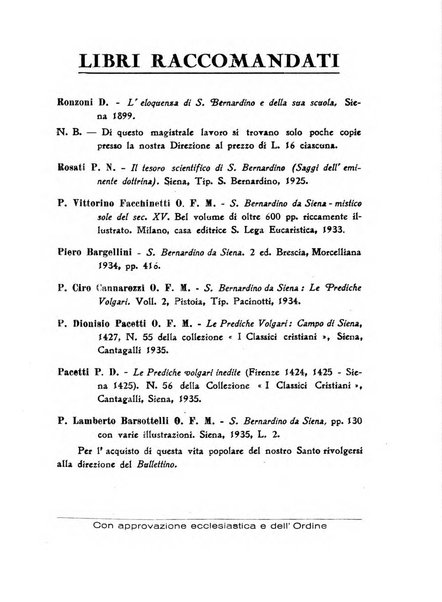 Bullettino di studi bernardiniani pubblicazione trimestrale in preparazione al 5. centenario della morte di S. Bernardino da Siena