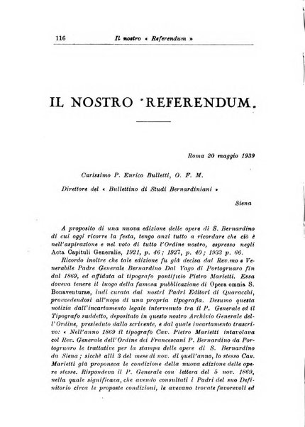 Bullettino di studi bernardiniani pubblicazione trimestrale in preparazione al 5. centenario della morte di S. Bernardino da Siena