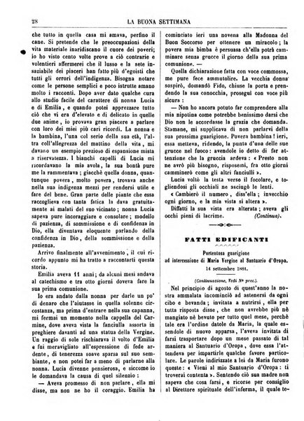 La buona settimana foglio periodico religioso popolare