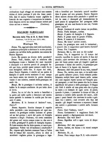 La buona settimana foglio periodico religioso popolare