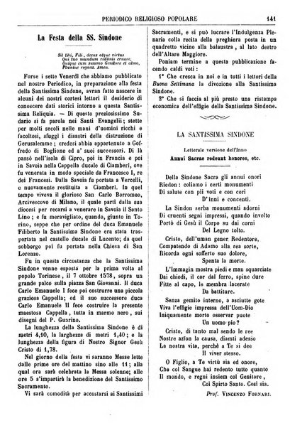 La buona settimana foglio periodico religioso popolare