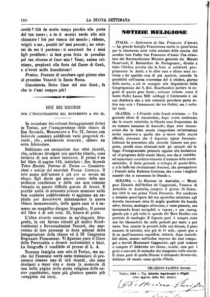 La buona settimana foglio periodico religioso popolare