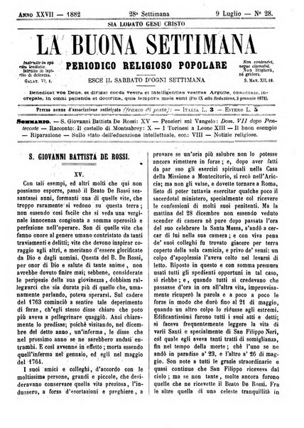 La buona settimana foglio periodico religioso popolare