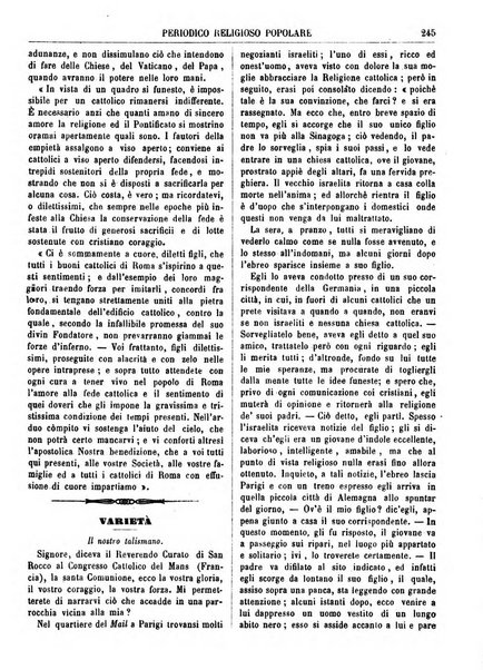 La buona settimana foglio periodico religioso popolare