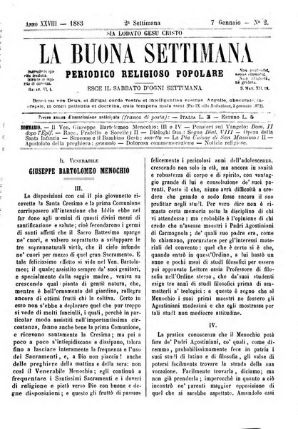 La buona settimana foglio periodico religioso popolare