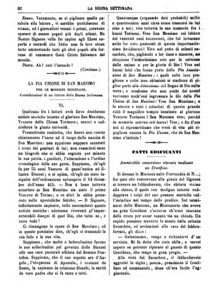 La buona settimana foglio periodico religioso popolare