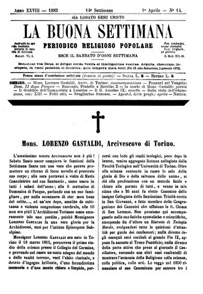 La buona settimana foglio periodico religioso popolare