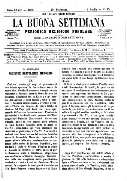 La buona settimana foglio periodico religioso popolare