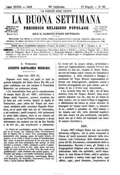 La buona settimana foglio periodico religioso popolare