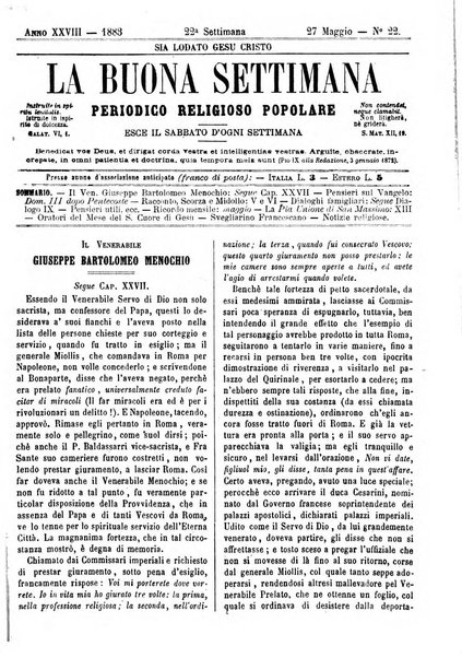 La buona settimana foglio periodico religioso popolare