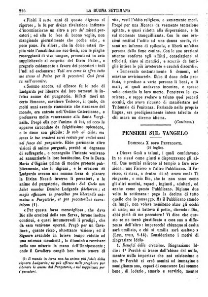 La buona settimana foglio periodico religioso popolare