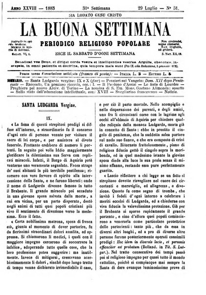 La buona settimana foglio periodico religioso popolare