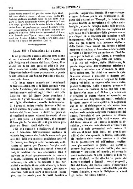 La buona settimana foglio periodico religioso popolare