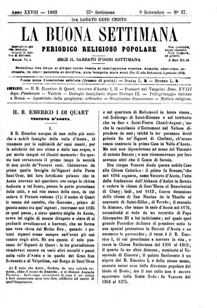 La buona settimana foglio periodico religioso popolare