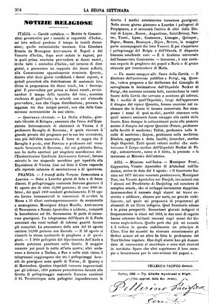 La buona settimana foglio periodico religioso popolare