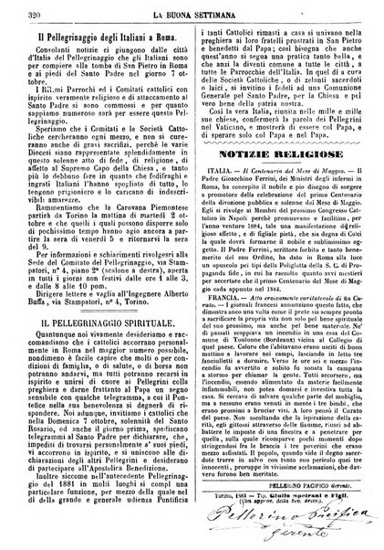 La buona settimana foglio periodico religioso popolare