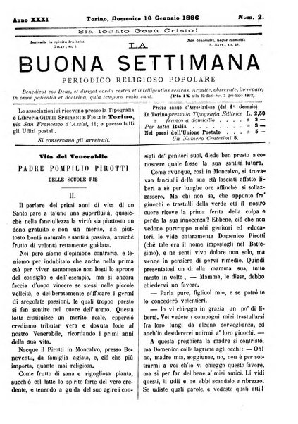 La buona settimana foglio periodico religioso popolare