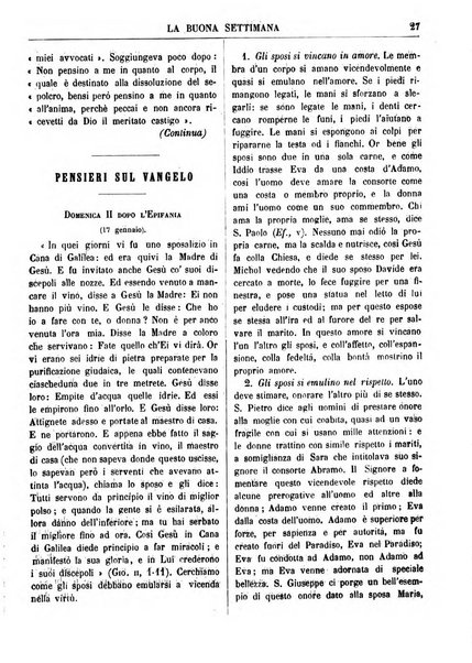 La buona settimana foglio periodico religioso popolare