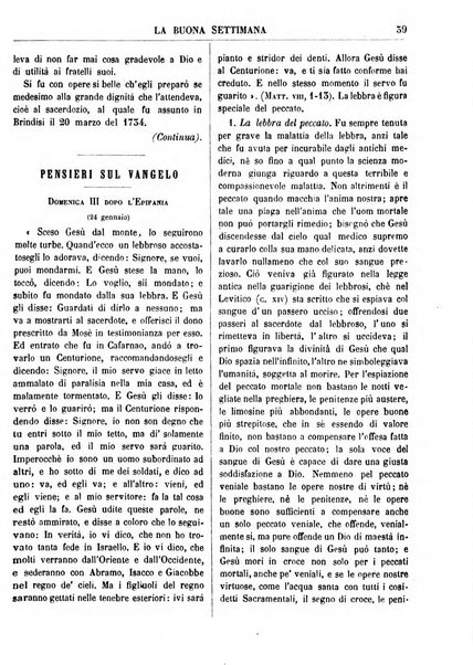 La buona settimana foglio periodico religioso popolare