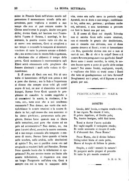 La buona settimana foglio periodico religioso popolare