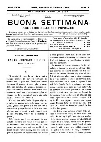 La buona settimana foglio periodico religioso popolare