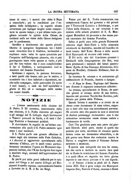 La buona settimana foglio periodico religioso popolare