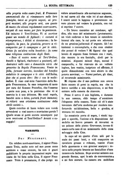 La buona settimana foglio periodico religioso popolare