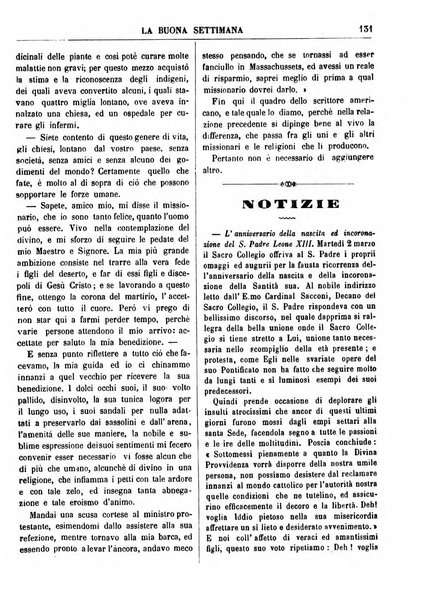 La buona settimana foglio periodico religioso popolare