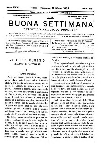 La buona settimana foglio periodico religioso popolare