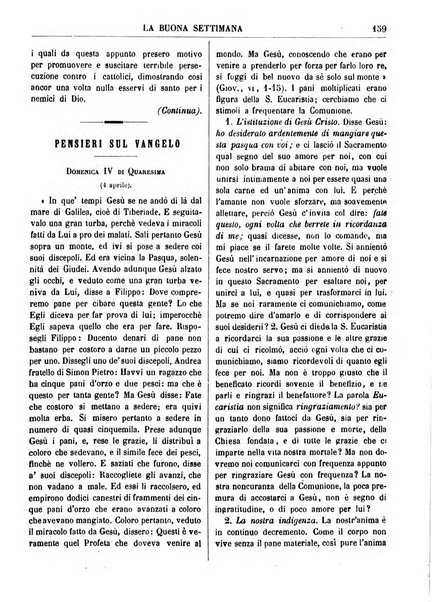 La buona settimana foglio periodico religioso popolare