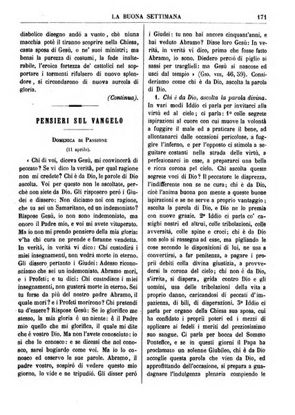 La buona settimana foglio periodico religioso popolare