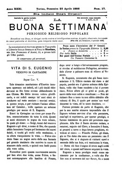 La buona settimana foglio periodico religioso popolare