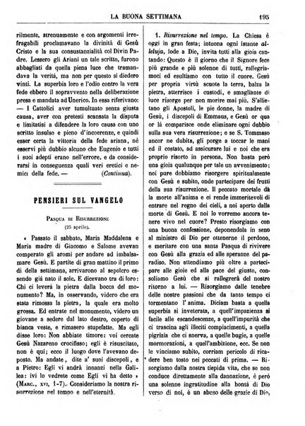 La buona settimana foglio periodico religioso popolare