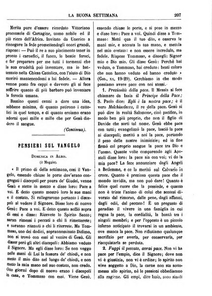 La buona settimana foglio periodico religioso popolare