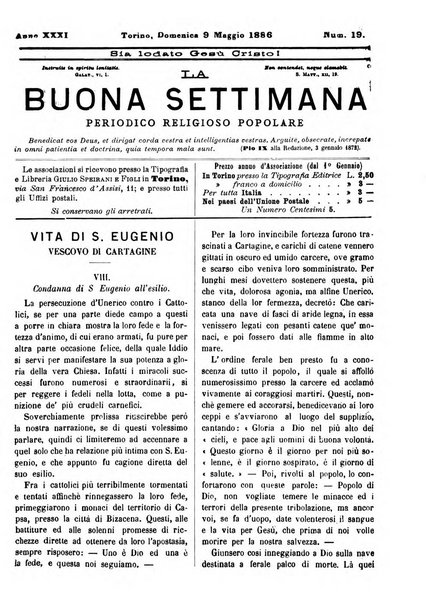 La buona settimana foglio periodico religioso popolare