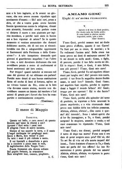 La buona settimana foglio periodico religioso popolare